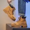 Black Graffiti Men's Motorcycle Boot High Top Platform Man Boots Trendy Streetwear Leather Ankle Boots for Men Botas De Cuero