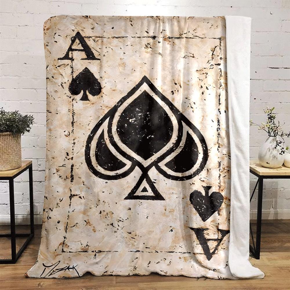 An artistic depiction of the ace of spades card with abstract details. for all seasons blanket lunch break throw gift