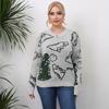 Plus Size Women S Thick Knit Dinosaur Print Pullover Sweater