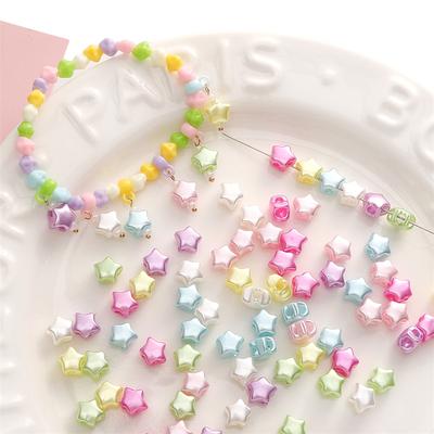 Handmade Beads Acrylic Color Plated Bead Light Pentagram Four-way Beads Loose Beads Handmade Diy Hand String Beads Accessories Materials Accessories