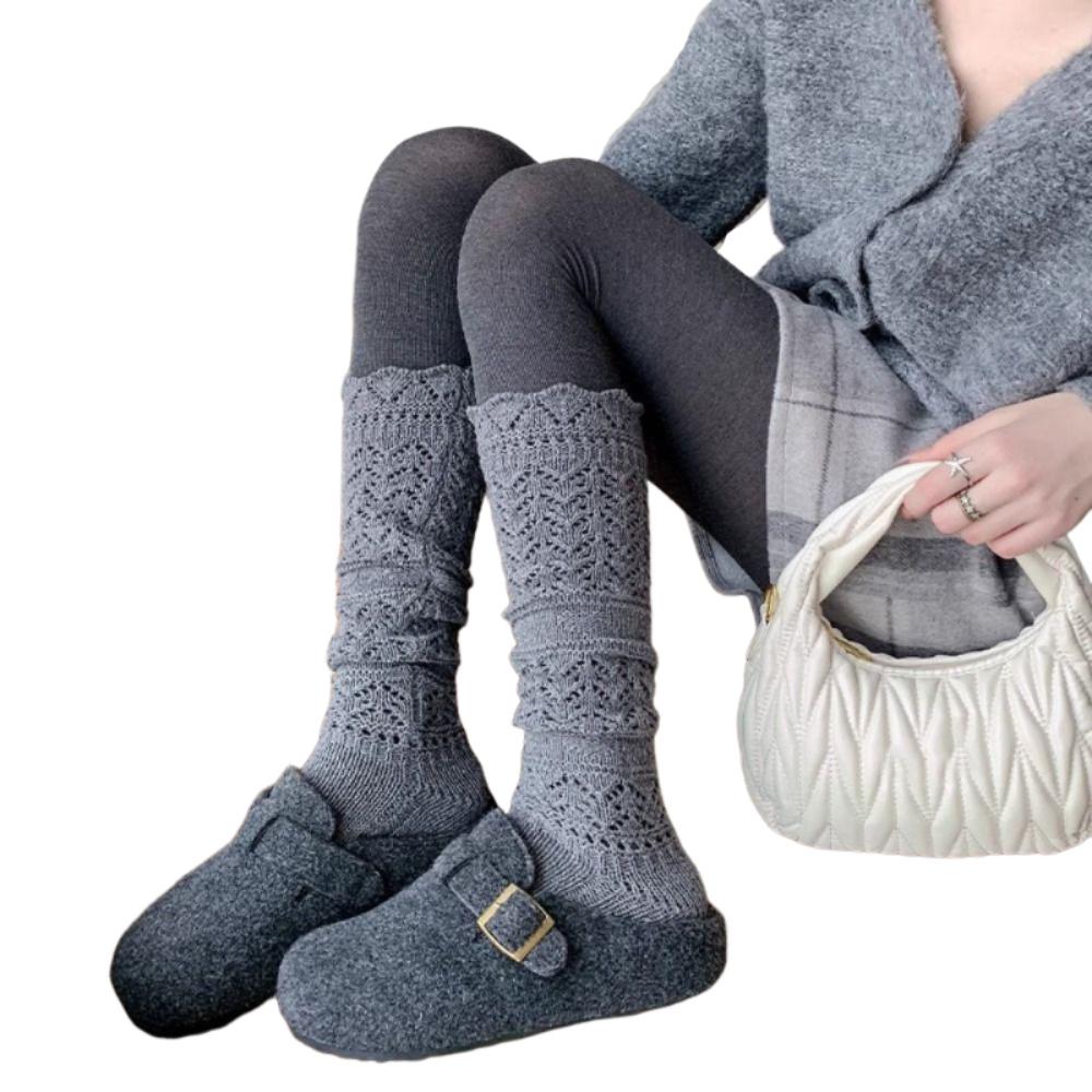 Hollow Out Knitted Foot Cover Sweet Lolita Boots Cover Trendy JK Knee High Socks  Girl