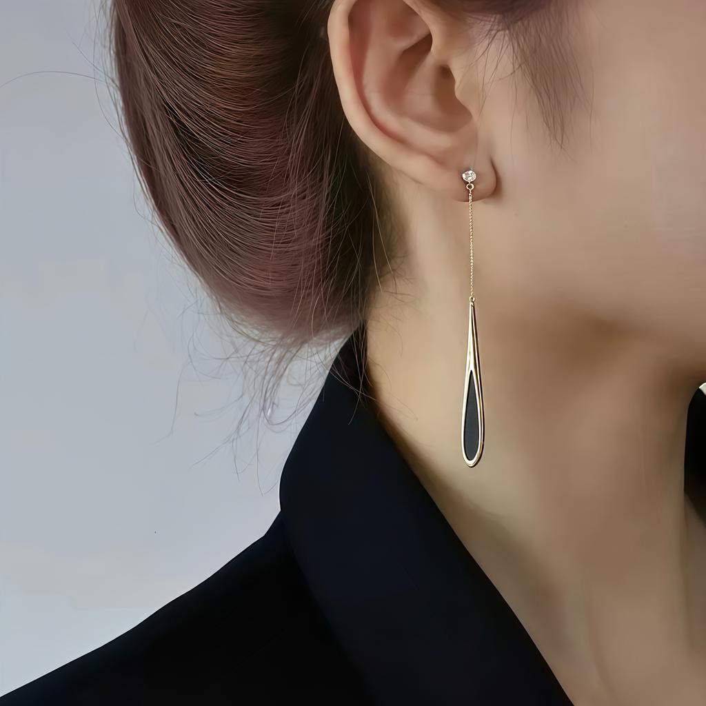 Golden Water Droplet Tassel Earrings, Anti Fading and Comfortable Design, Simple and Elegant, High-quality, Perfect for Women's Jewelry Accessories