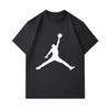 T-shirt décontracté pour homme 100 % coton, col rond, manches courtes, imprimé silhouette de joueur de basket-ball en plein saut, respirant, doux, pour le quotidien, l'extérieur, le sport
