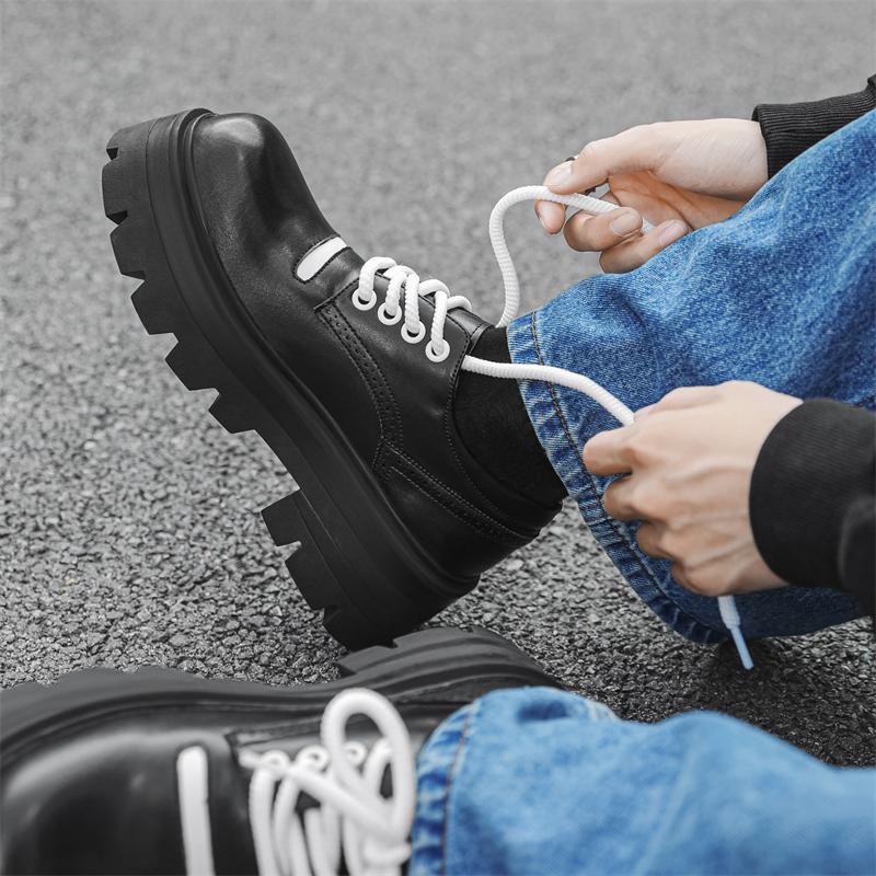 Fashion Daily Casual Men's Work Shoes Trendy Thick Bottom Height Increasing Style Outdoor Fashion Party Youth Handsome Lace-up Shoes