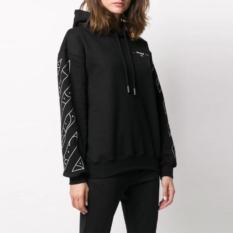 Off-White Ss21 Pattern Print Loose Hoodie Women Tops Black OWBB032S20FLE0031001