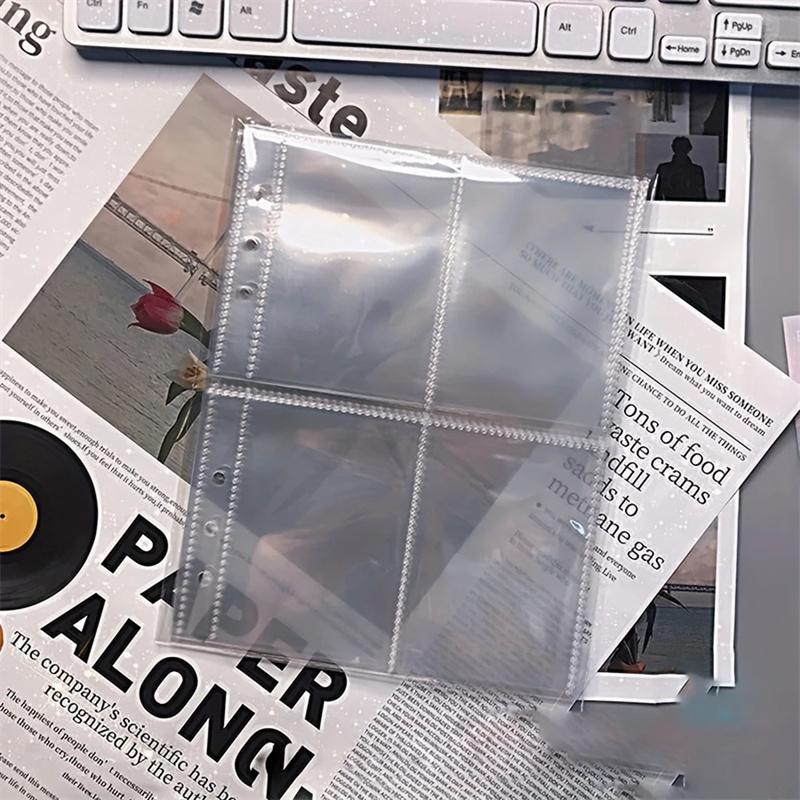 25/50/100 pièces Porte-cartes photo pour classeur A5, 100/200 pochettes Conception à 4 pochettes unilatérale, Chargement par le haut, Cartes à membrane K-pop transparentes