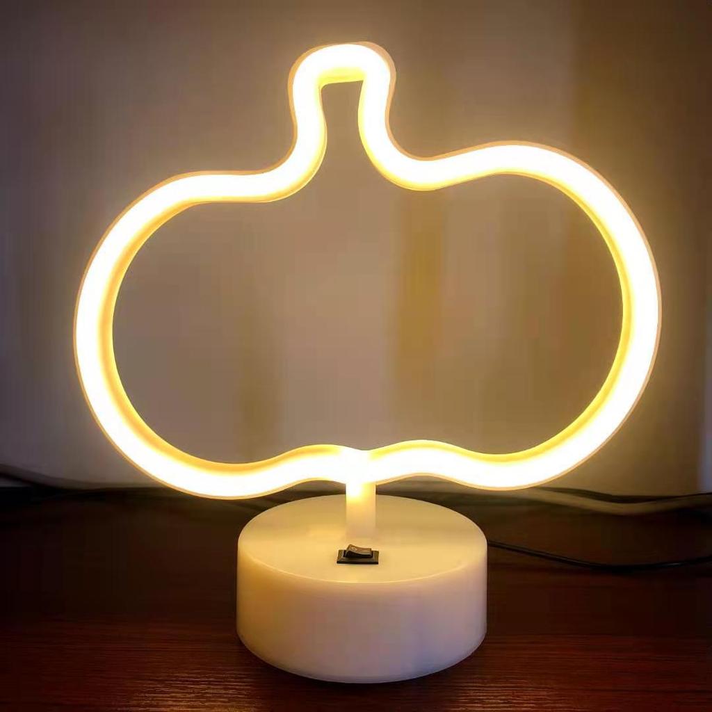 Halloween Neon Pumpkin Night Light Decorative Lamp for Holiday Party Decor Gift