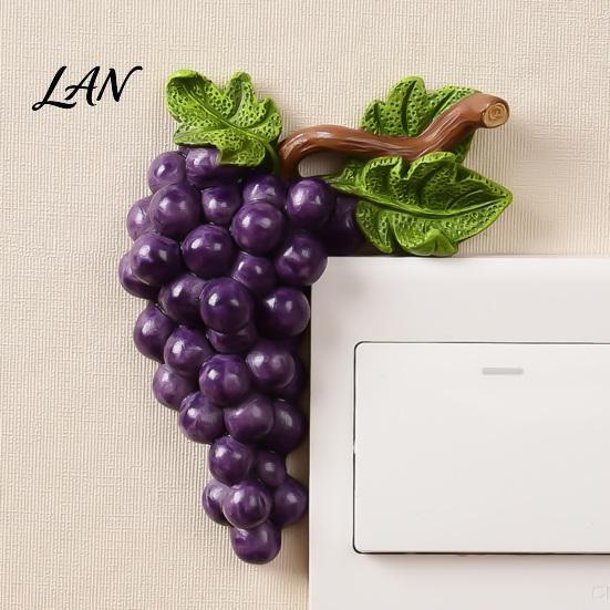Decorative Switch Surround Fruit Wall Stickers, Creative Kitchen 3D Cute Bedroom Aesthetic Accessories Socket Decor, Resin Waterproof Decal