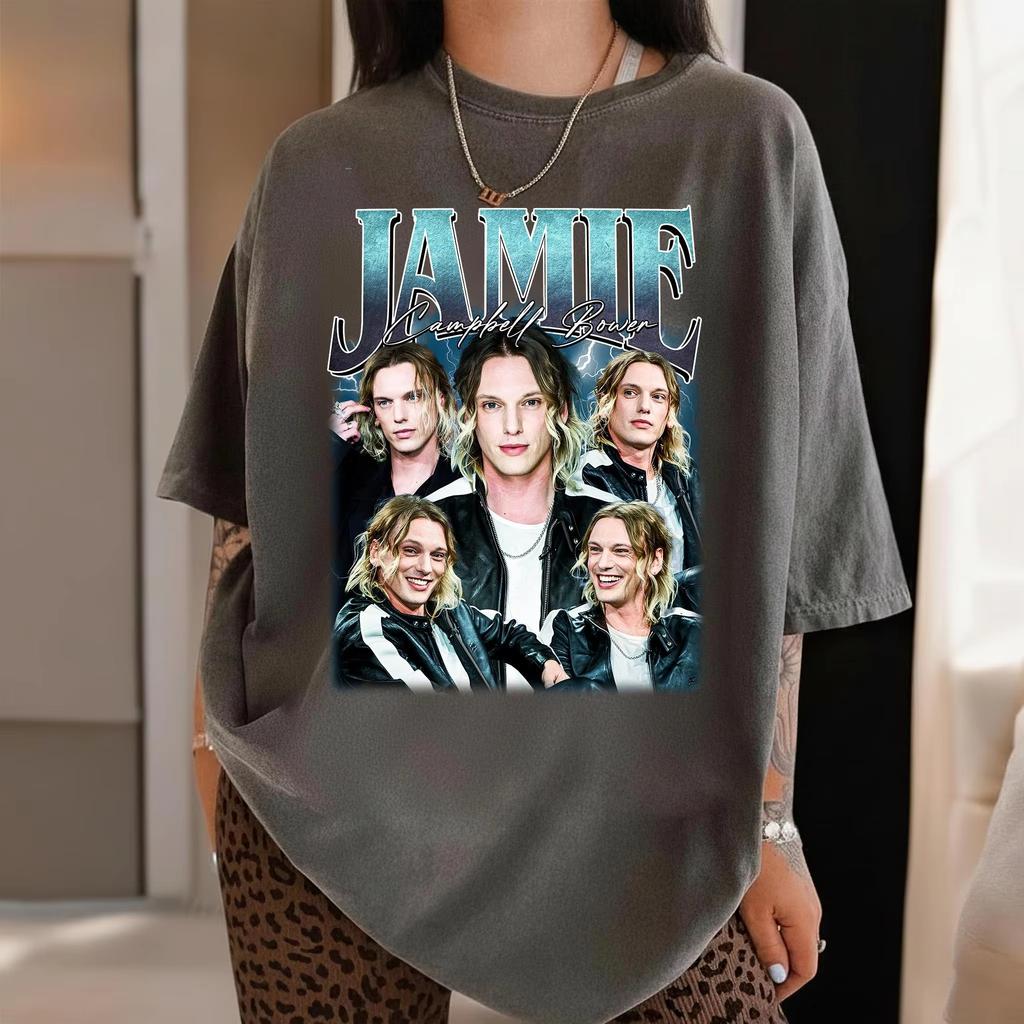 2026 Sommer Jamie Campbell Bower Upside Retro Schauspieler Trend Hochwertig Bequem Unisex Kleidung und Damenbekleidung T-Shirt