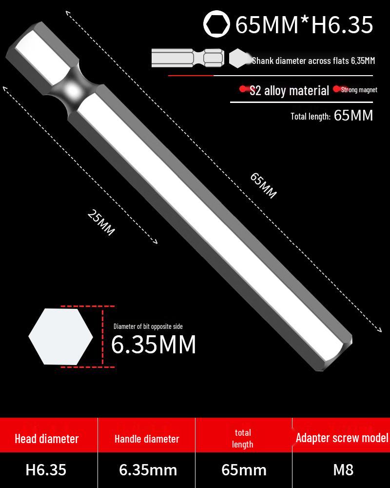 Hexagonal Screwdriver Bit Extension for Electric and Air Screwdrivers