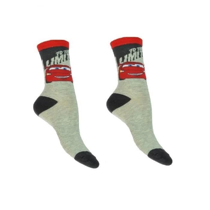 Chaussettes - Cars - Taille 31/34 - Gris - Enfant - 75% Coton, 20% Polyester