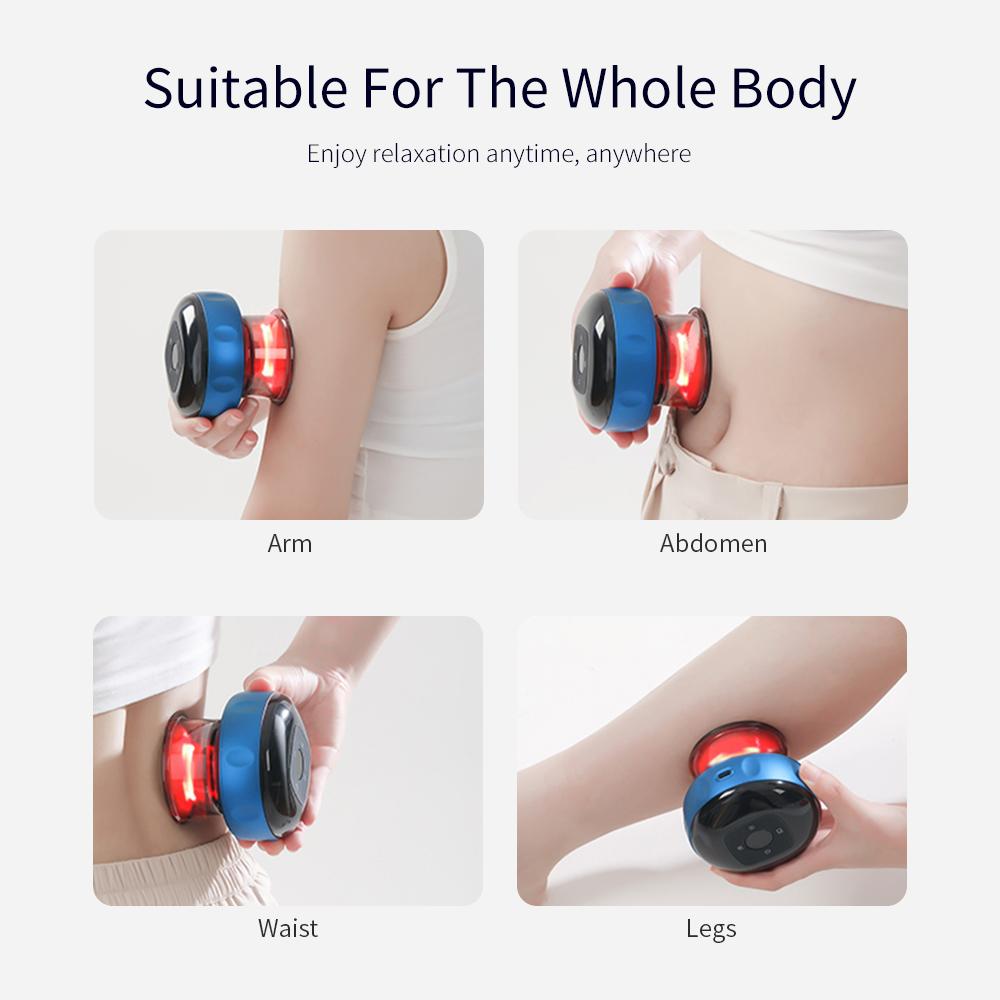Electric Vacuum Cupping Massager 6/12 Levels Anti-Cellulite Suction Cups Heating Guasha Fat Burning Skin Scraping Body Slimming