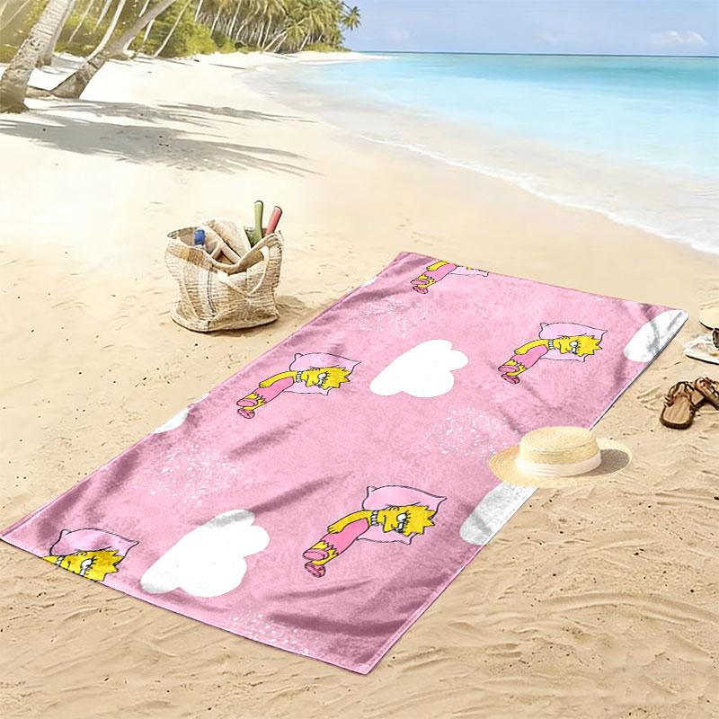 Lisa Simpson Print Beach Towel, Large Soft Quick Dry Towel for Beach Camping Swimming