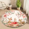 Forest animals and mushrooms Flannel-printed round floor mats are slip-resistant Suitable for living room terrace garden carpets