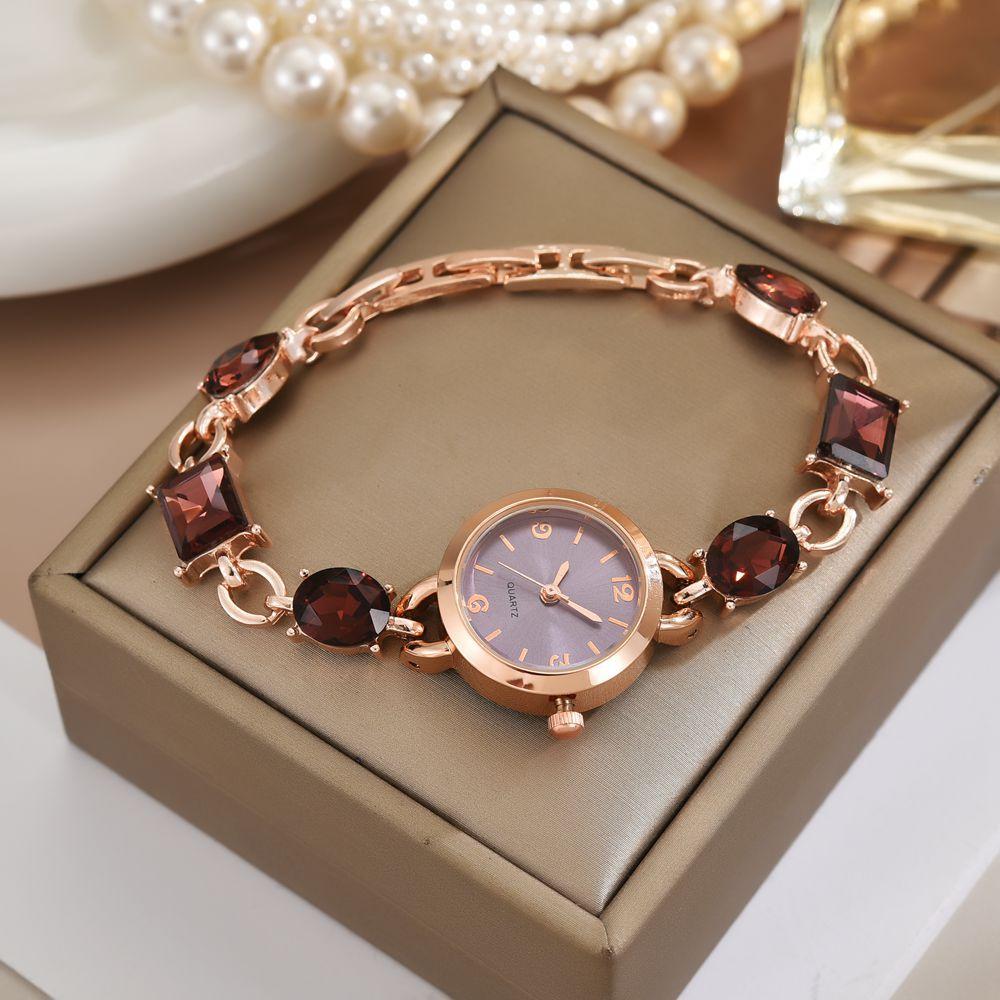 Dame Rundt Krystallarmbåndsur Dame Kvarts Klokke Armbåndsur