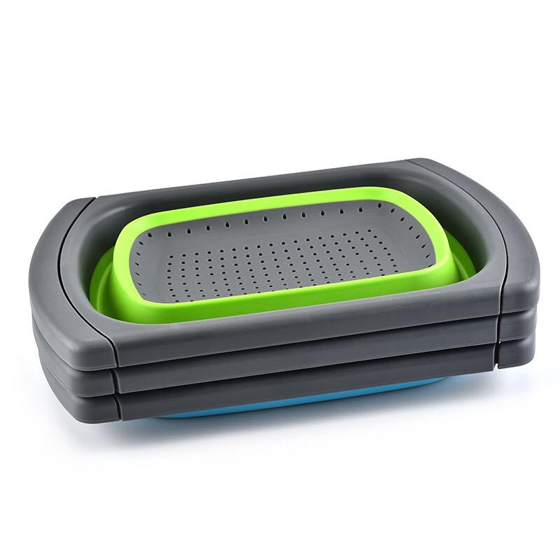 Silicone Collapsible Colanders Over the Sink Colander Strainer With Extendable Handles for Pasta Vegetables and Fruits