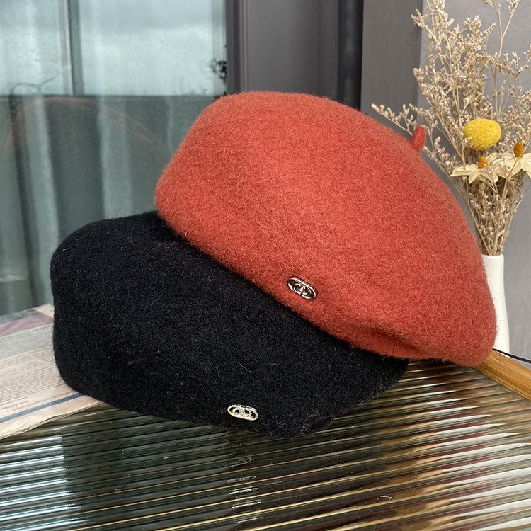 Wool Beret Women'S Versatile Face Small Three-Dimensional Stylish Bud Hat Japanese Literary And Artistic Painter Hat