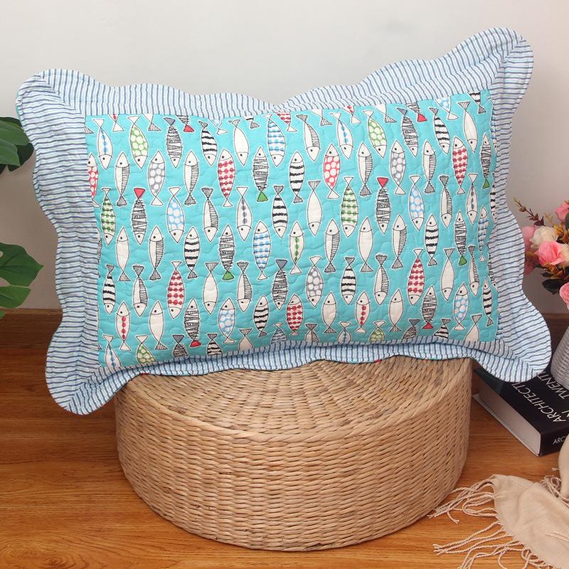 Soft and Comfortable Pillowcase Skin Friendly Breathable Fashionable Rustic Style Quilted Fabric Pillowcase Bedroom Decoration