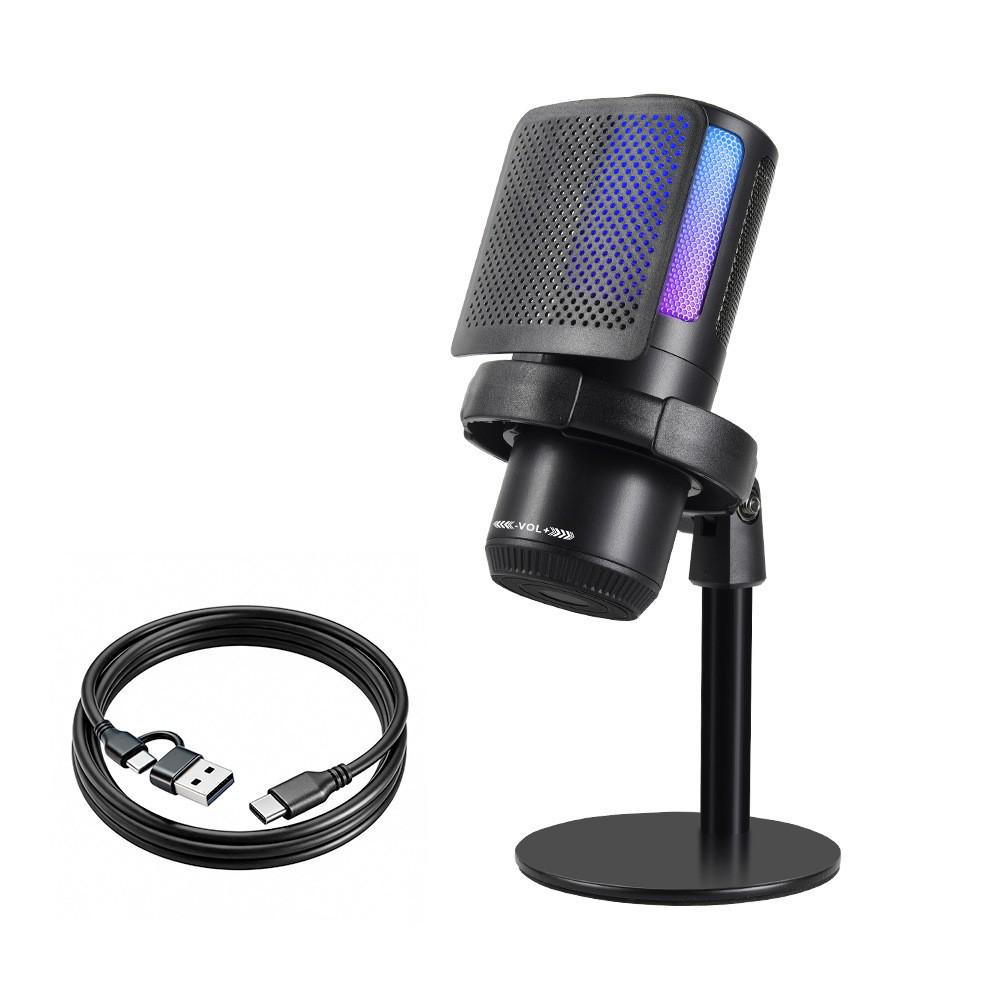 MS15 RGB Gaming E-Sports USB Microphone: Colorful Live Streaming Condenser Mic for Singing & Computer Use