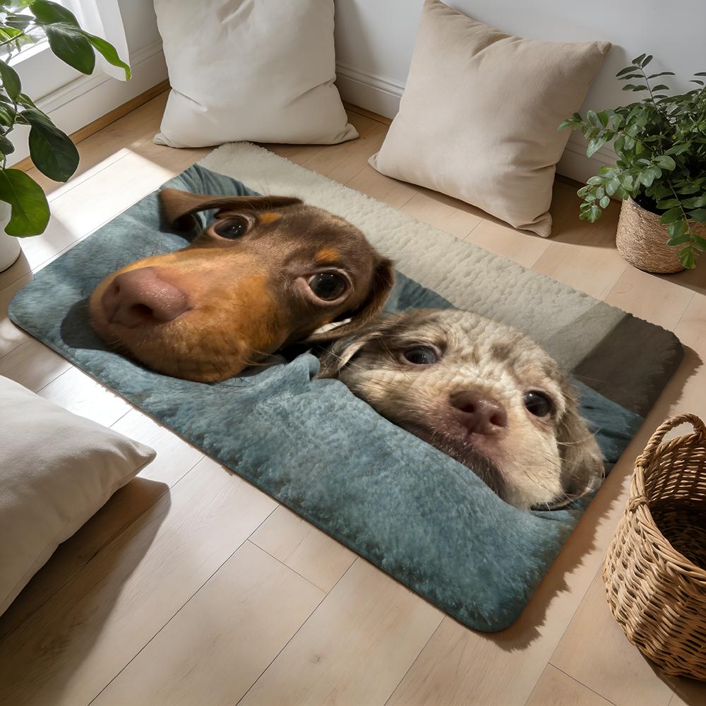 Kwaii Cute Dog Floor Mat Soft Flannel Absorbent Mat Non-Slip Rug Home Bedroom Bathroom