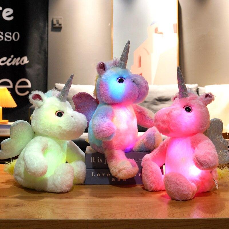 Jucării de pluș cu unicorn, drăguț și strălucitor, de 25 cm, pernă cu animale, păpușă umplută, cadou Kawaii pentru copii
