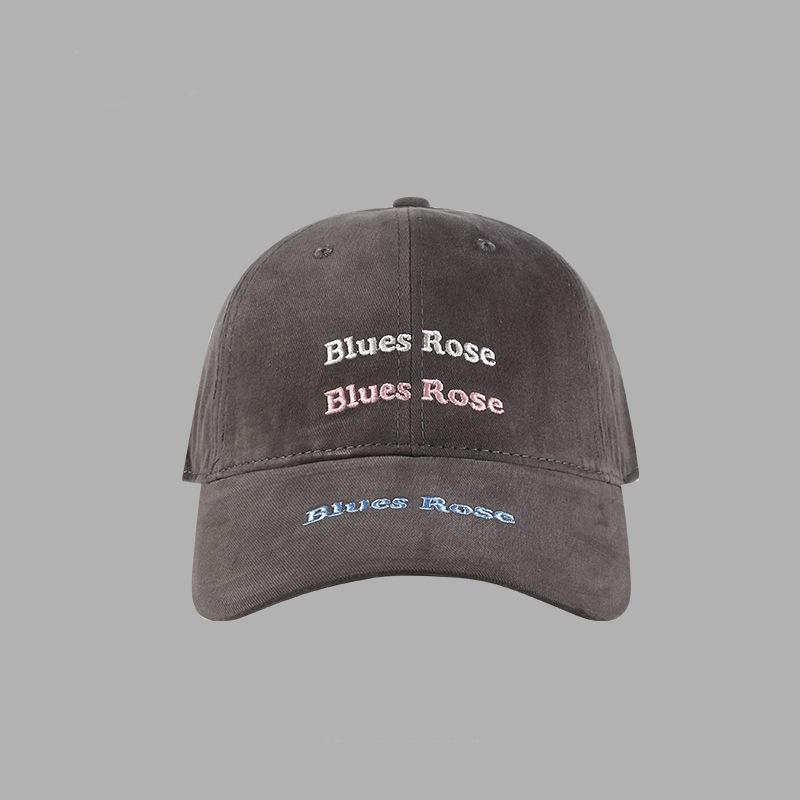 

Versatile letter embroidered baseball cap showing face small hat women s three-line letter Blues cap big head circumference regular size (56-58cm)
