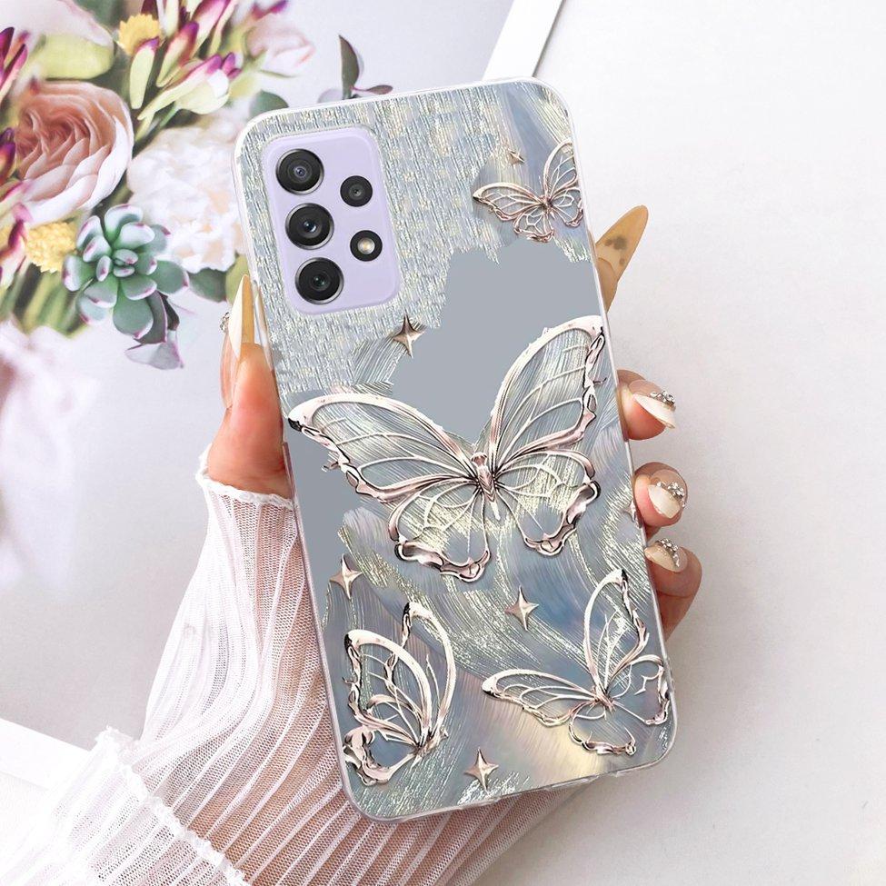 Transparent For Samsung Galaxy A72 4G Case Cute Fashion Flowers Funny Painted Casing For Samsung A72 4G SM-A725M SM-A725F Cover