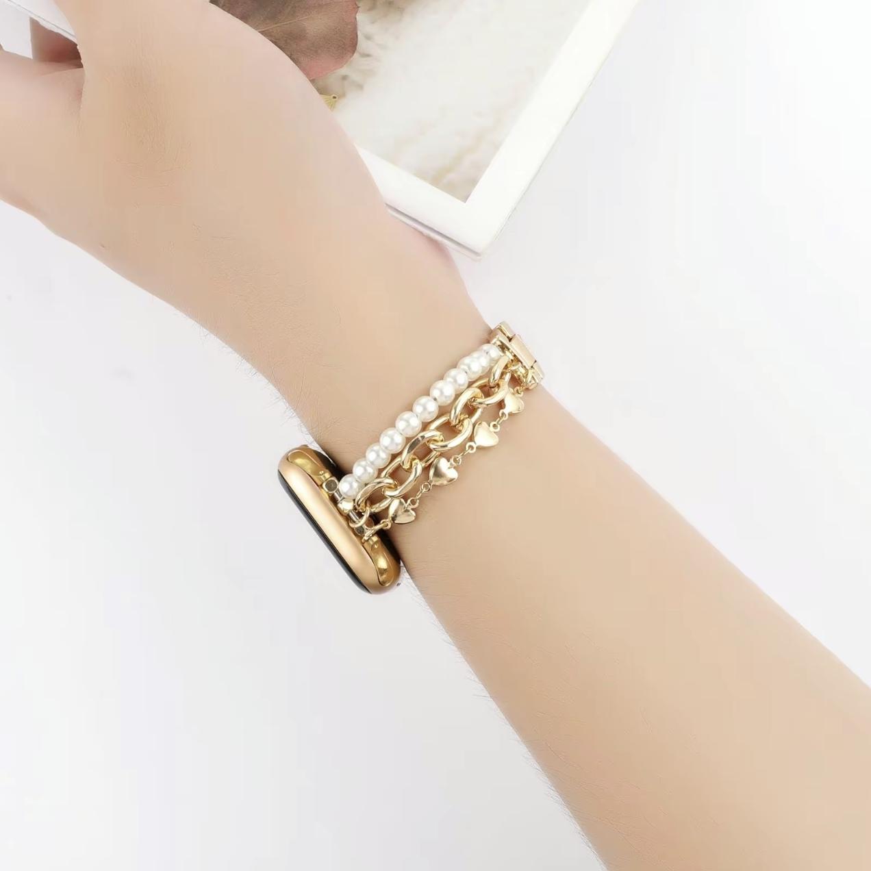 

Elegant bracelet link For Apple Watch band women Series 11/8/7/6/10/9 40mm 41mm 38mm 42mm 44mm 45mm 46mm Strap 38mm40mm41mm золотой
