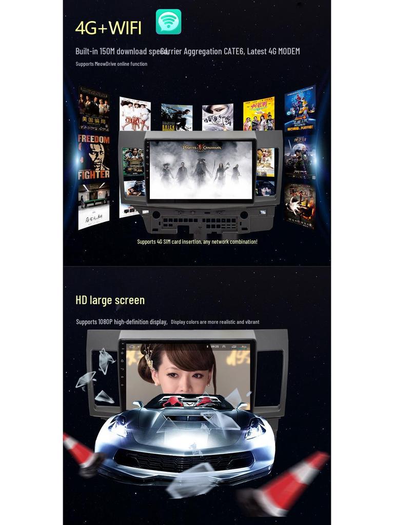 Cross-Border Android Navigation for Mitsubishi Lancer, 10-15 Model: Large Screen Center Console All-In-One System