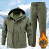 Men's Snow Warmer Thickened Mountaineering Set Plus Size Sports Work Suit Jacket + Pants 2-piece Set
