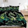 3pcs Green Clover Dragon Bedding Set 1 Soft Quilt Cover + 2 Pillowcases,  Suitable for All Seasons.J062
