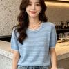 Modny Top z Otwartym Splotem, Cienki T-shirt z Krótkim Rękawem, Letni Nowy Styl, Stylowy Mały Top, Wysokiej Jakości Bluzka