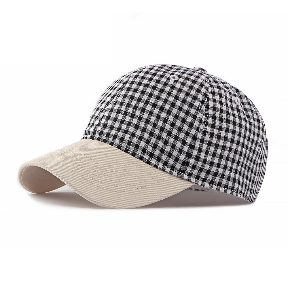 Summer Plaid Color Block Baseball Cap Men Women Retro Sun Hat