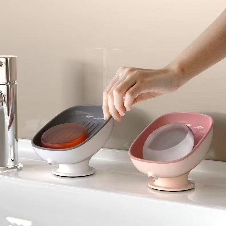 

Punch-Free Suction Cup Soap Dish - Luxury Bathroom Countertop Holder розовый