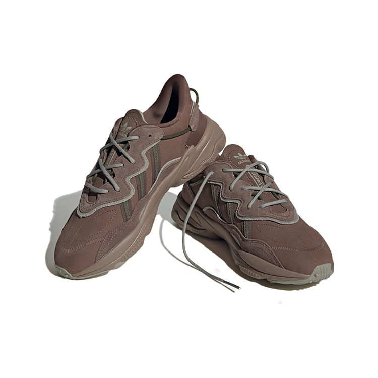 Adidas Originals Ozweego Leather Comfortable Trendy Slip-Resistant Durable Low-Top Casual Shoes Unisex Casual Shoes Earth-Brown H03679