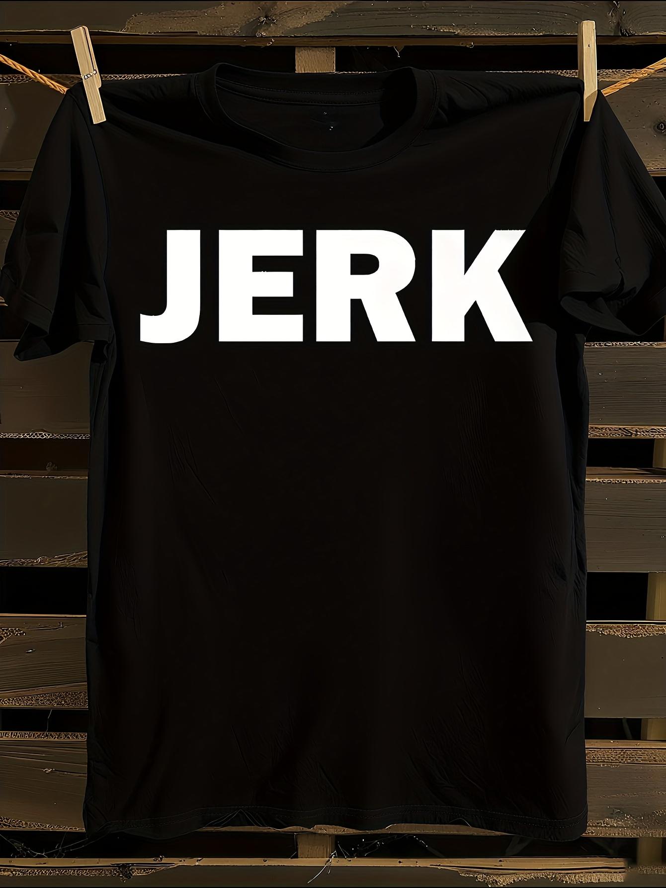 Bold JERK Print Geometric Pattern All-Season Crew Neck ... L