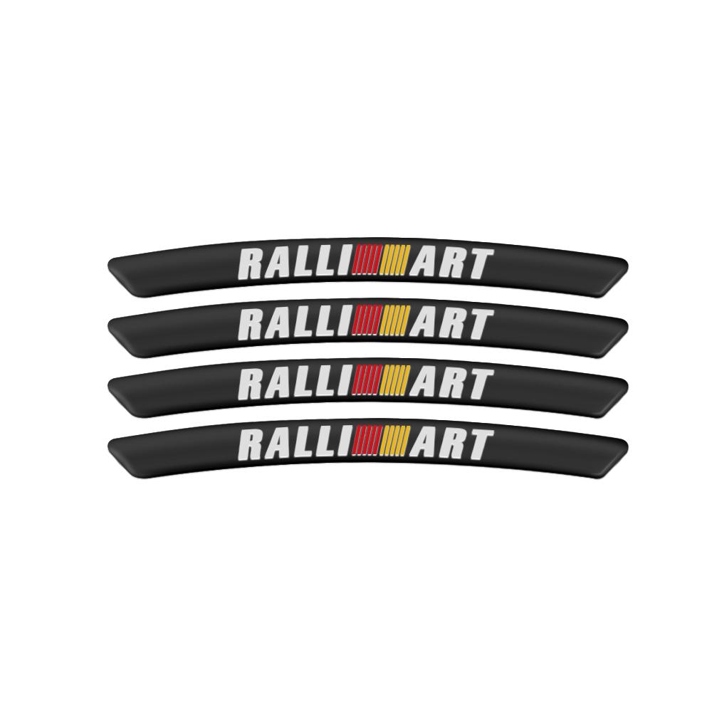 4Pcs Aluminium Alloy Sport Car Emblem Wheel Hub Rim Strip StickersFor Mitsubishi Ralliart ASX L200 Colt Outlander Pajero Lancer