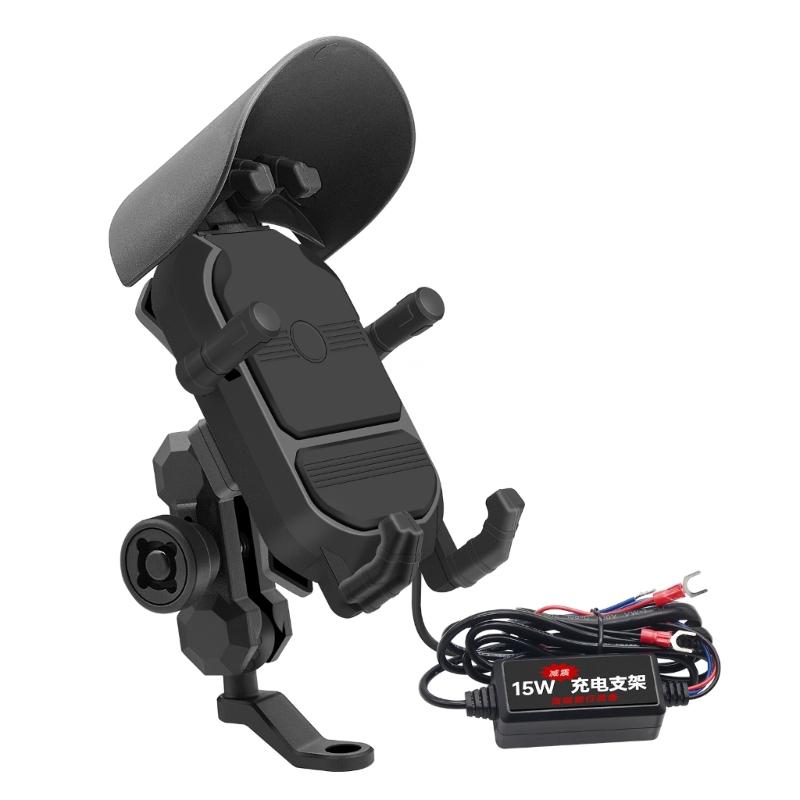 Motorcycle Phone Holder 15W Wireless Charger USB Fast Charging Bike Rack Support
