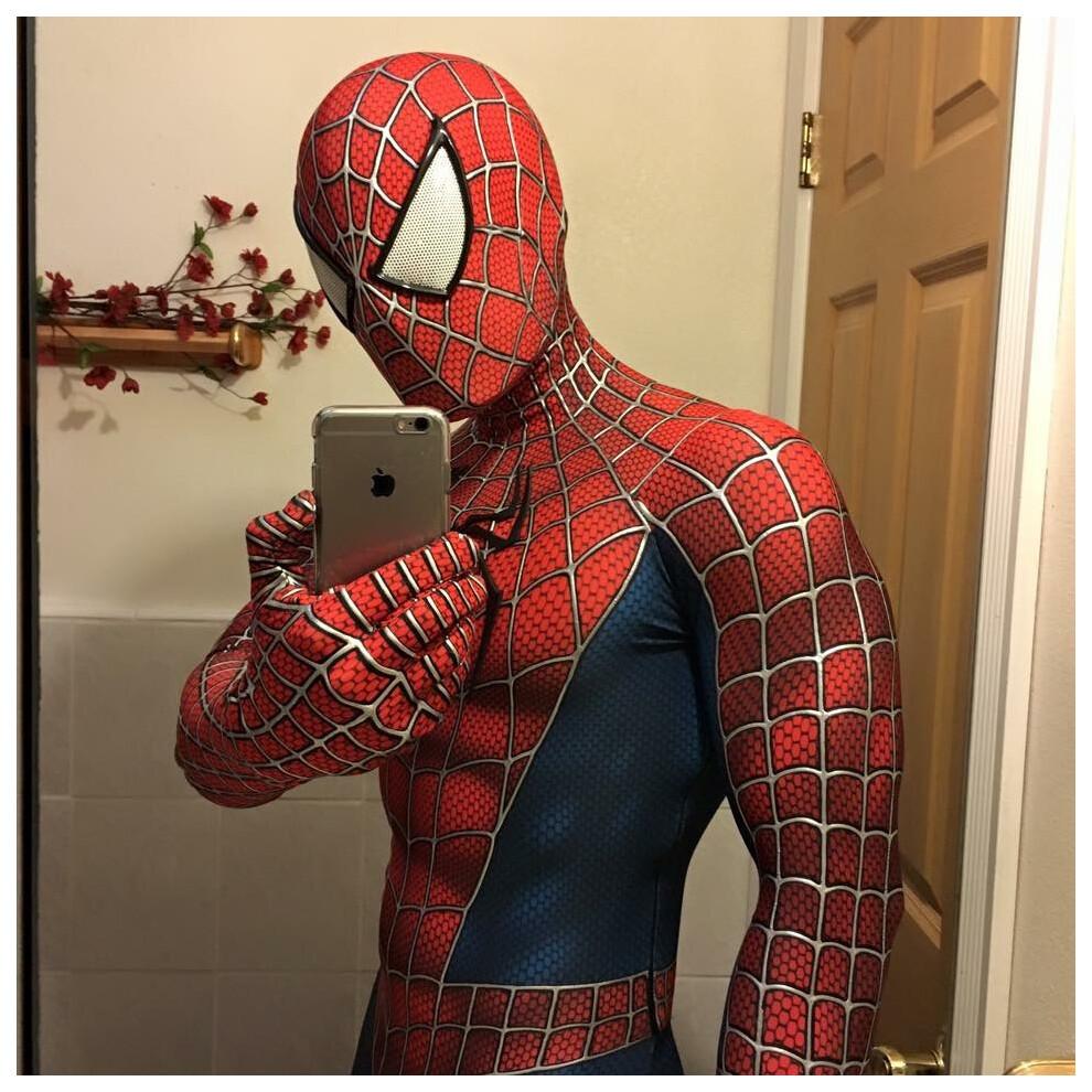 (Kids M (120-130)) Raimi Spider Man Bodysuit Cosplay Costume Jumpsuit