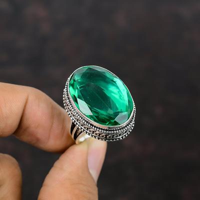 Faceted Chrome Diopside Ring Handmade Antique Jewelry 925 Sterling Silver Ring Designer Gemstone Ring Vintage Jewelry