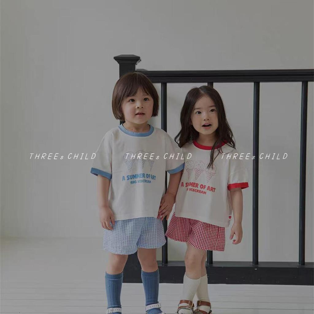 Korean Style Unisex Kids Plaid Beach Shorts