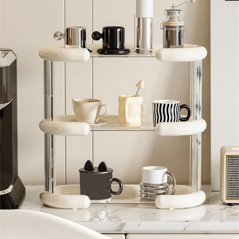 Plastic Cup Organizers Rack for Desk Practical Desk Cup Storage Rack Multi Layer Rack for Students and Professionals