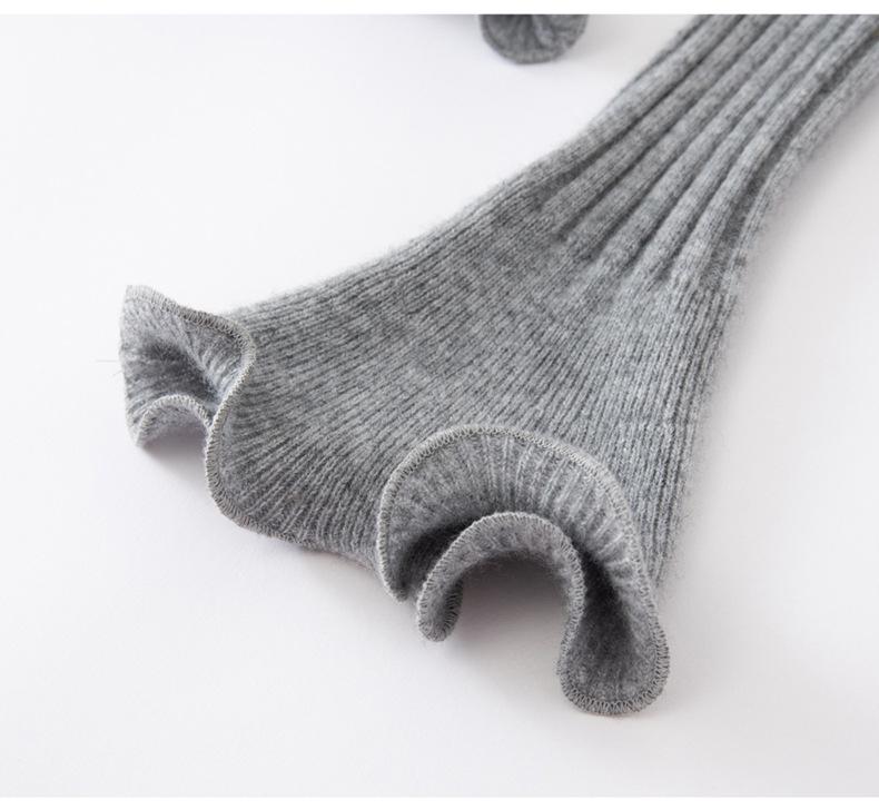 Elegant 3D Wave Edge Cashmere Ruffle Cardigan - Women's Autumn/Winter Flared Sleeve Knitwear