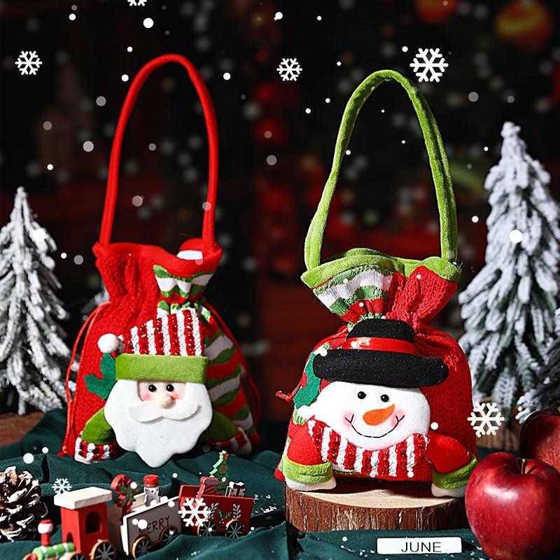 Christmas Gift Bag Santa Claus Backpack Bag Large Knitted High-end Doll Stereo Candy Bag Christmas Decoration
