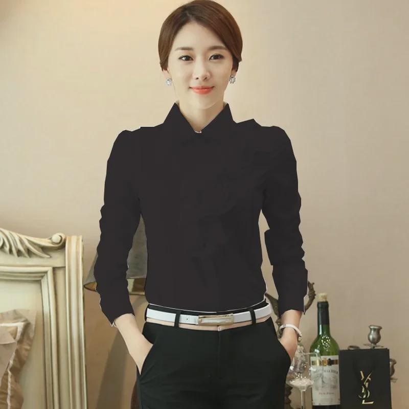 Spring Korean Style Doll Collar Ruffled White Chiffon Long Sleeve Slim Fit Women's Shirt