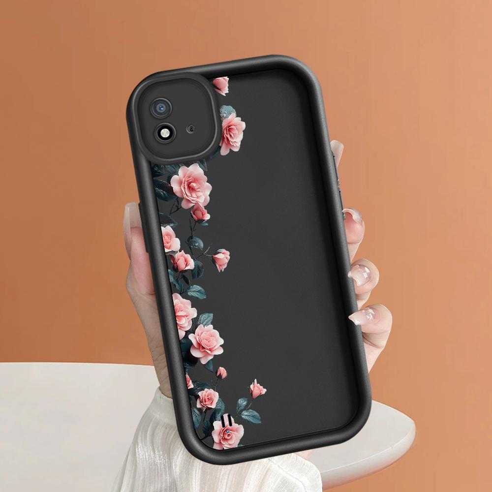 Měkký silikonový čtvercový žebříkový vzor tisku Pouzdro telefonu Plný kryt fotoaparátu Ochranné pryžové pouzdro odolné proti nárazům pro OPPO Realme