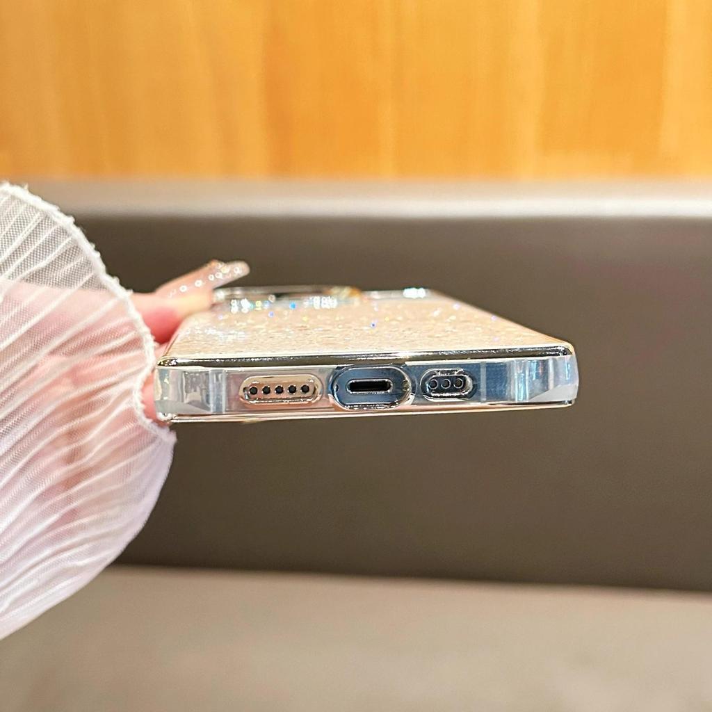 Apple 17 Glitzer Pailletten Quadratische Handyhülle für iPhone 15 Pro Max - Sturzsicher und Galvanisiert