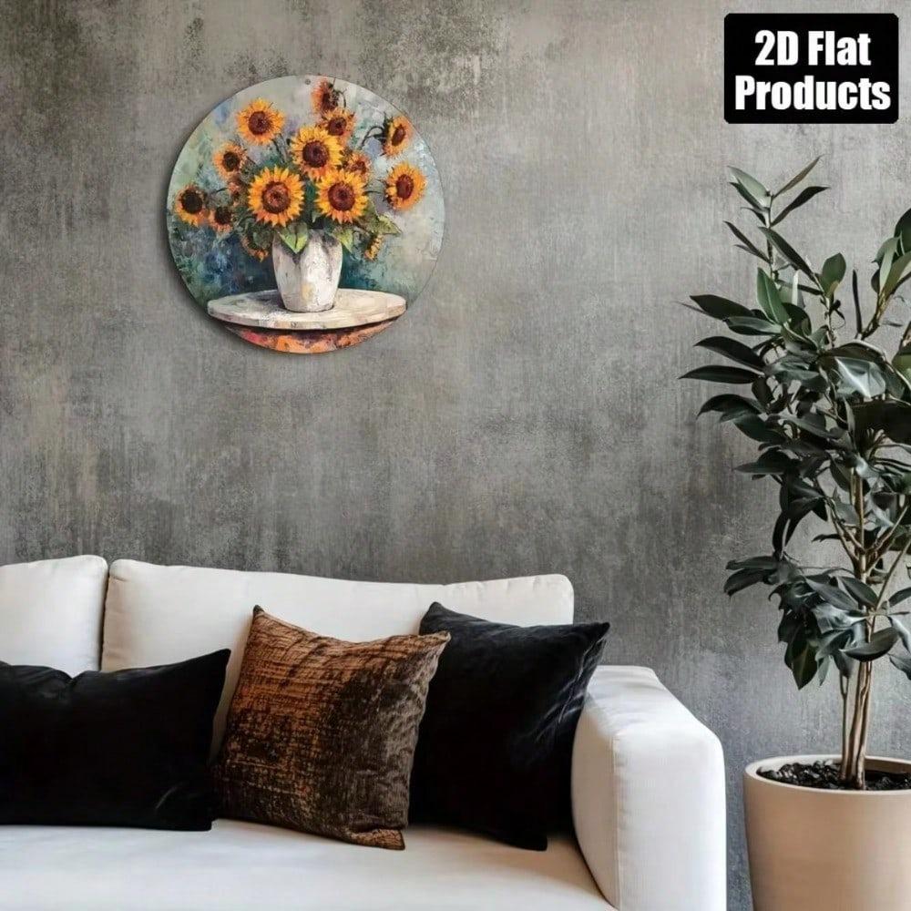 Metal Art Sunflower Sign Home Decor 2D Aluminum Wall Art For Living Room Bedroom Office