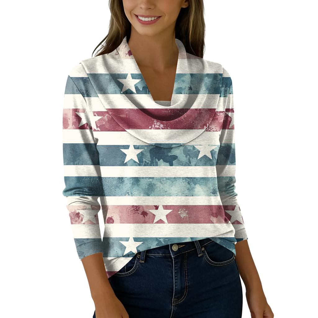 Dámský ležérní a módní svetr s dlouhým rukávem a potiskem, kulatým výstřihem