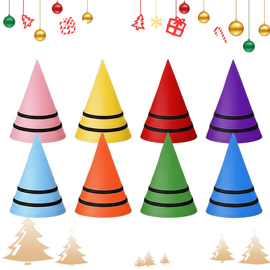 8pcs Gnome Hats Felt Crayon Gnome Cone Hats Fairy Dunce Witch Dwarf Cone Hat for Adult Halloween Christmas Birthday Dress Party